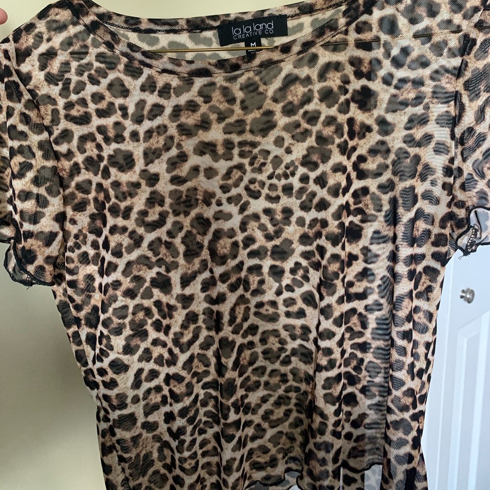 Mesh Leopard Print Top